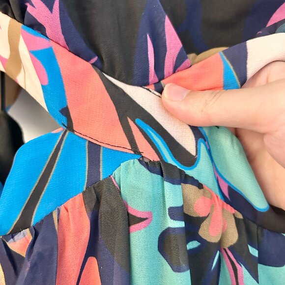 Baltic Born Open Back Floral Black Maxi Dress Bastina Size XL NWOT Flaws - Picture 5 of 10